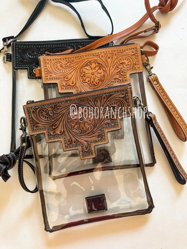 SHAYNE - Leather & Clear Concert bag 