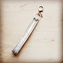 Load image into Gallery viewer, Embossed Leather Key Chain Gold Metallic