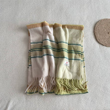 Load image into Gallery viewer, Blue Plaid Faux Cashmere Scarf – Winter Warm