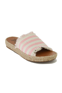 MELANIE-01 Striped Espadrille Slides