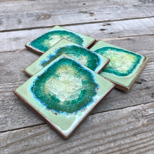 Load image into Gallery viewer, Square Coaster Set of 4 - Textured Turquoise Coasters
