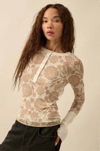 Load image into Gallery viewer, Floral Mesh Raglan Henley Top