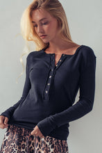 Load image into Gallery viewer, Chocolate Henley Long Sleeve Top