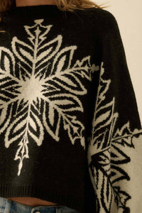 BELLAVIDA Snowflake Jacquard-Knit Dolman-Sleeve Sweater