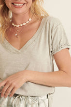 Load image into Gallery viewer, Vintage Mineral Raw-Edge V-Neck Tee