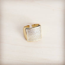 Load image into Gallery viewer, Square Sparkle Gilded Statement Ring