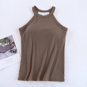 Basic Halter Top with built-in bra tank top