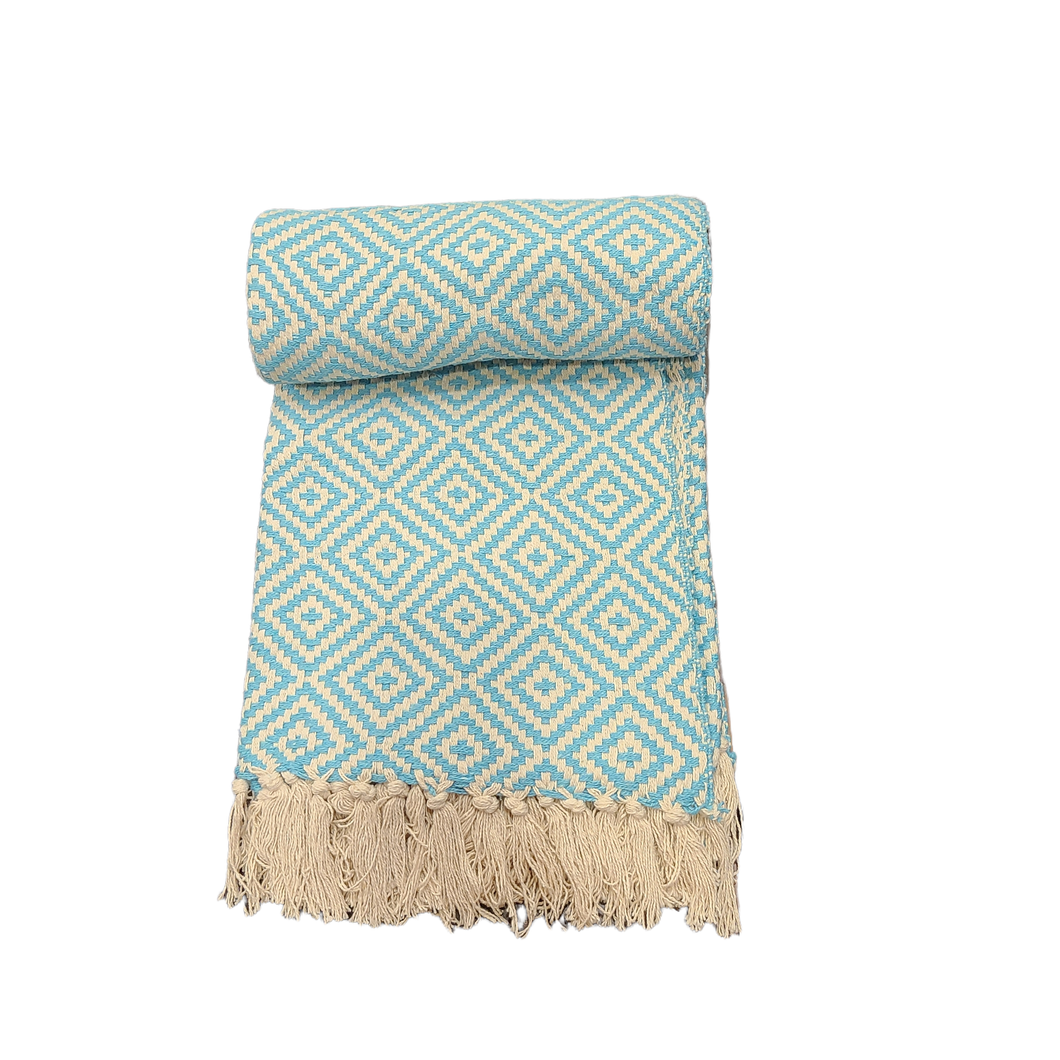 Teal, Blue, Plum, Tan or Black 100% Cotton Throw Blanket