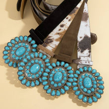 Load image into Gallery viewer, Western Concho Turquoise Stone Buckle Belt