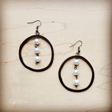 Load image into Gallery viewer, Western Copper Hoop Earrings w/ Glass Pearl Beads