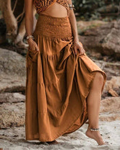 Load image into Gallery viewer, Boho Tiered Skirt with Cargo Pockets
