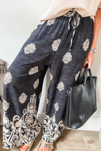 Load image into Gallery viewer, Black Boho Print Wide Leg Pants