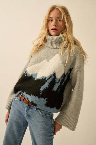 Mountains Fuzzy Turtleneck Sweater