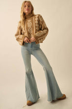 Load image into Gallery viewer, Flora Jacquard Fuzzy Mock-Neck Sweater