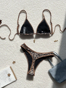 Boho Print Lace-Up Bikini Swimsuit