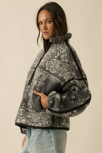 Sherpa Fleece Zip Pullover Jacket