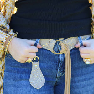 Embossed Leather Women's Keychain
