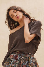 Load image into Gallery viewer, Gia Short-Sleeve Pointelle Ribbed Knit Sweater