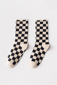 Checkerboard Printed Cotton Socks