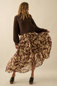 Floral Tiered Maxi Skirt