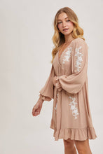Load image into Gallery viewer, FLOUNCY RUFFLED DRESS EMBROIDERED