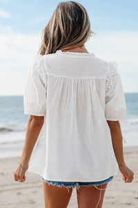 Embroidered Lace Short Sleeve Blouse