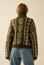 Load image into Gallery viewer, Flora Jacquard Fuzzy Mock-Neck Sweater