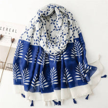 Load image into Gallery viewer, Blue &amp; White Boho Scarf