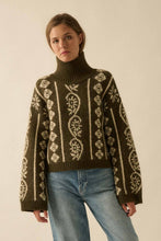 Load image into Gallery viewer, Flora Jacquard Fuzzy Mock-Neck Sweater