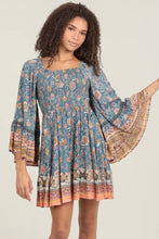 Load image into Gallery viewer, BELL FLARE SLEEVES SMOCKED BODICE DRESS