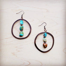 Load image into Gallery viewer, HuBei Turquoise and Copper Bead Hoop Earrings