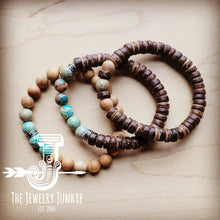Load image into Gallery viewer, Wood and Imperial Jasper Stretch Bracelet Trio 808a