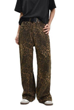 Load image into Gallery viewer, Vintage Washed Baggy wide leg Leopard Jean