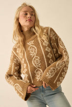 Load image into Gallery viewer, Flora Jacquard Fuzzy Mock-Neck Sweater