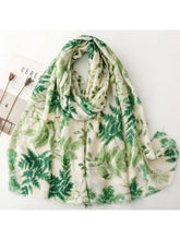 Load image into Gallery viewer, Scarvii - Leaf Print Long Thin Scarf