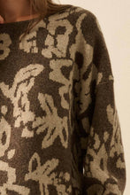 Load image into Gallery viewer, Floral Jacquard-Knit Rolled-Edge Sweater