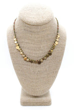 Load image into Gallery viewer, Short Mini Gold Disc Charm Unakite Necklace - N2-2612U