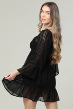 Load image into Gallery viewer, Sheer Long Sleeve Black Dress