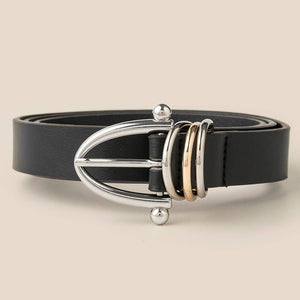 Triple Ring Faux Leather Belt