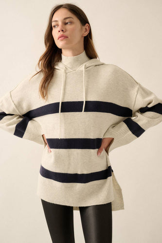 Nordic Striped Knit Hooded Sweater