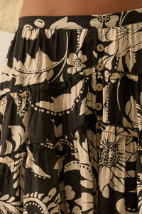 Floral Tiered Maxi Skirt