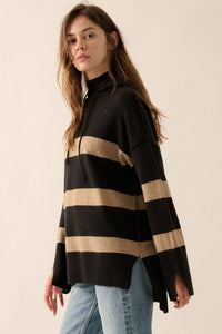 Nordic Striped Knit Hooded Sweater