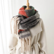 Load image into Gallery viewer, Geo Cozy Long Fringe Winter Scarf