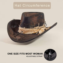 Load image into Gallery viewer, Rustic Feather Strap Western Cowboy Hat