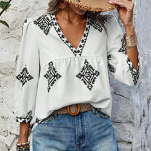 Load image into Gallery viewer, Boho Diamond Print V-Neck Top