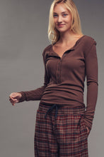 Load image into Gallery viewer, Chocolate Henley Long Sleeve Top