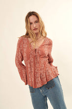 Load image into Gallery viewer, Paisley V Neck Long Sleeve Blouse