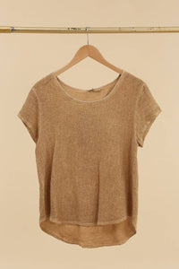 Cotton-linen blend t-shirt, round neck 3389