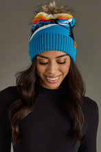 Load image into Gallery viewer, Blue Ski Mountain Landscape Pom Hat