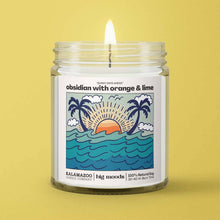 Load image into Gallery viewer, "Sunny Days Ahead" Obsidian with Orange &amp; Lime - Soy Candle